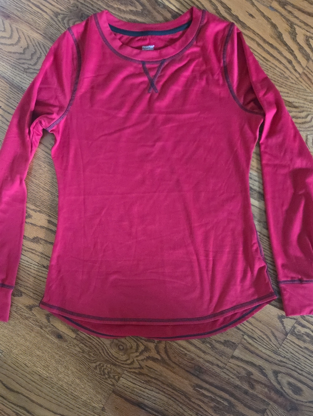 Climate Right Womens Cuddl Dods Long Sleeves Crewneck Top Size M Red